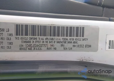 2017 Dodge Durango Citadel Awd из США, поврежденный, VIN 1C4RDJEG4HC677571